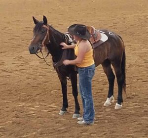 One of the competing pairs at the Extreme Mustang Makeover competition in Lexington, VA on Aug. 27. ©Jennifer Becar/TWS